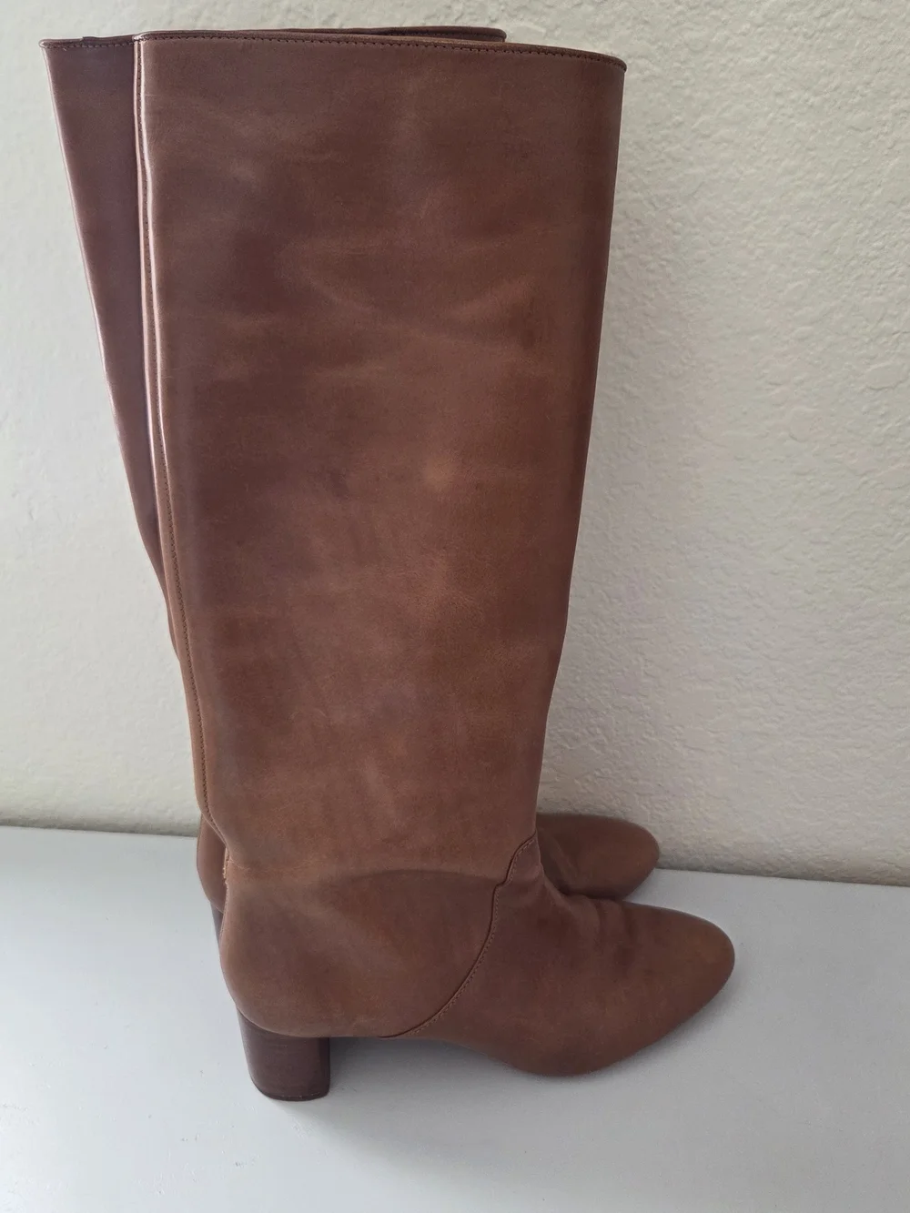 Loeffler Randall Gia Leather Tall Block Heel Boots Size 8